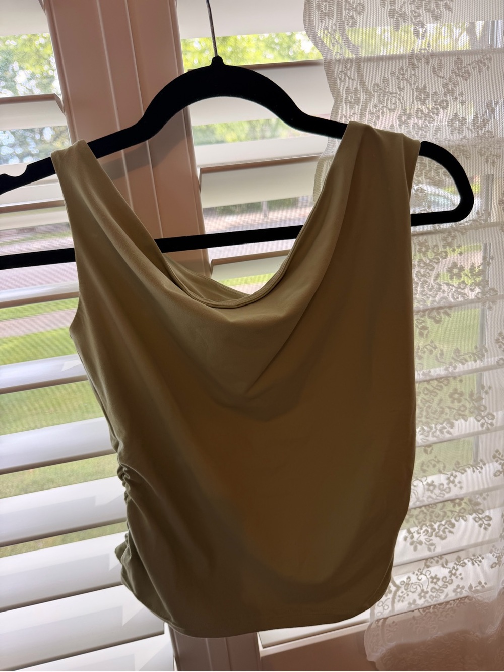 Cowl Neck Sleeveless Top — Sage Green